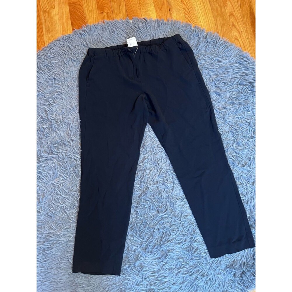 S Max Mara Navy Slinky Straight Cropped Pants Size 10